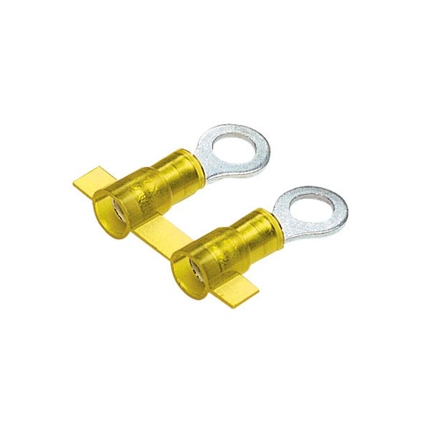 Ring Terminal, 5/16 in Stud Size, 10 AWG, 600 V, Nylon Insulated, Yellow, 2000 PK
